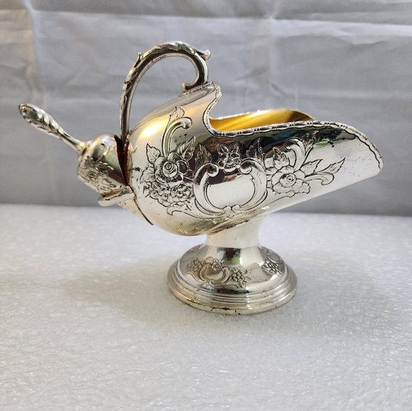 Vtg Raimond Victorian Pedestal Silver Plated Sugar Scuttle with Scoop - Picture 3 of 15
